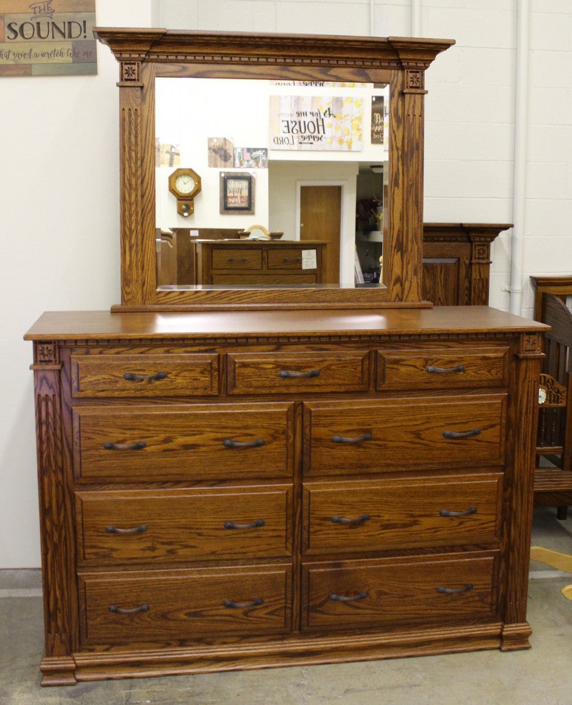 Traditional Deluxe High Dresser with Mirror- 66" Wide