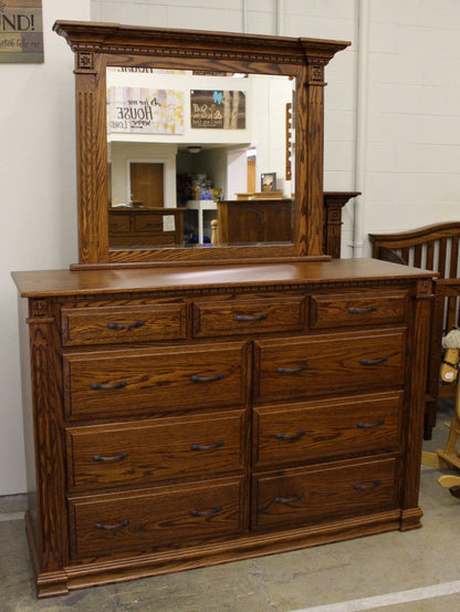 Traditional Deluxe High Dresser with Mirror- 66" Wide