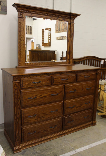 Traditional Deluxe High Dresser with Mirror- 66" Wide