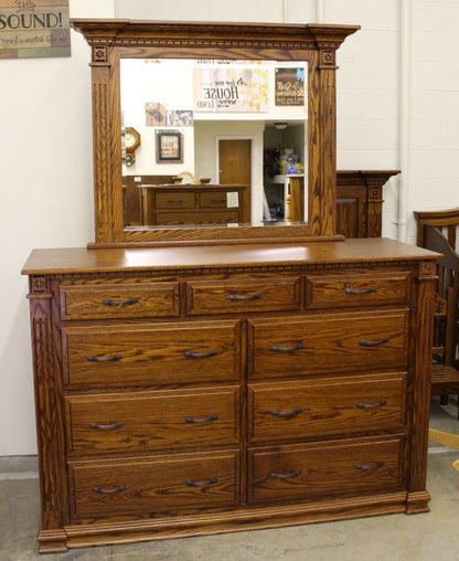 Traditional Deluxe High Dresser with Mirror- 66" Wide