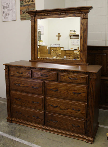 Traditional Deluxe High Dresser with Mirror- 66" Wide