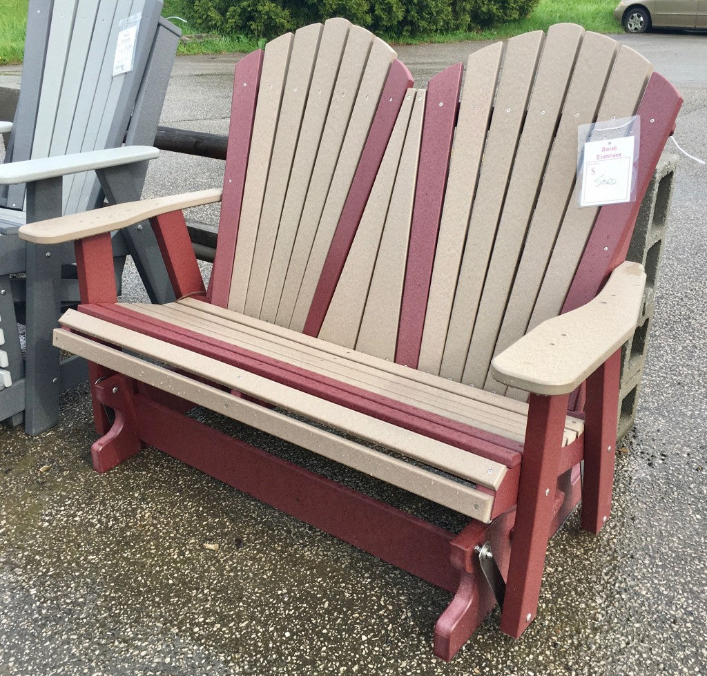 Poly 4′ Adirondack Glider in Weathered Wood on Cherry