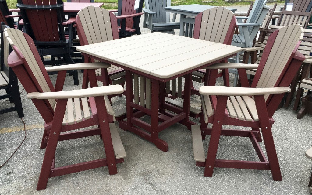 Poly 44″ Square Counter Height Table and Adirondack Chair Set