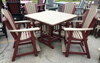 Poly 44″ Square Counter Height Table and Adirondack Chair Set