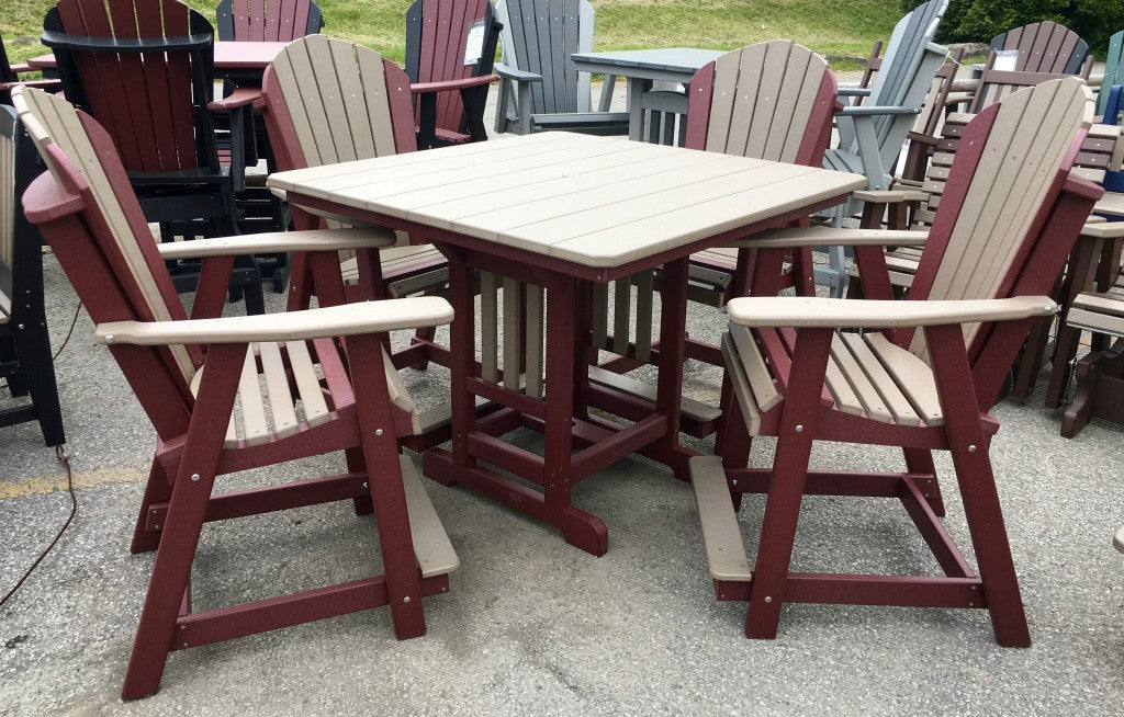 Poly 44″ Square Counter Height Table and Adirondack Chair Set