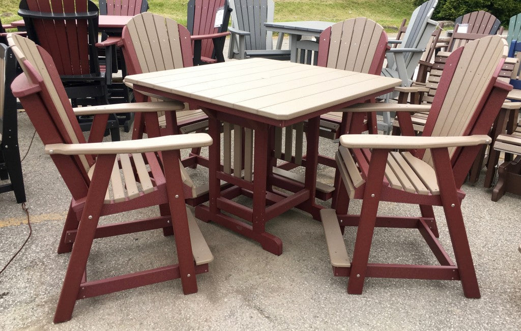Poly 44″ Square Counter Height Table and Adirondack Chair Set
