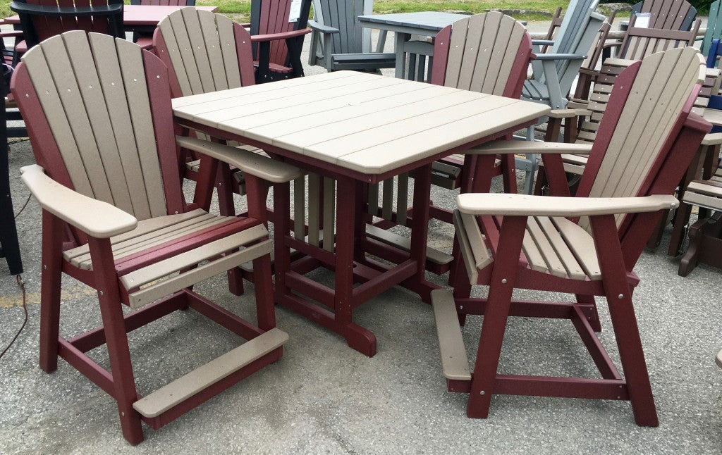 Poly 44″ Square Counter Height Table and Adirondack Chair Set