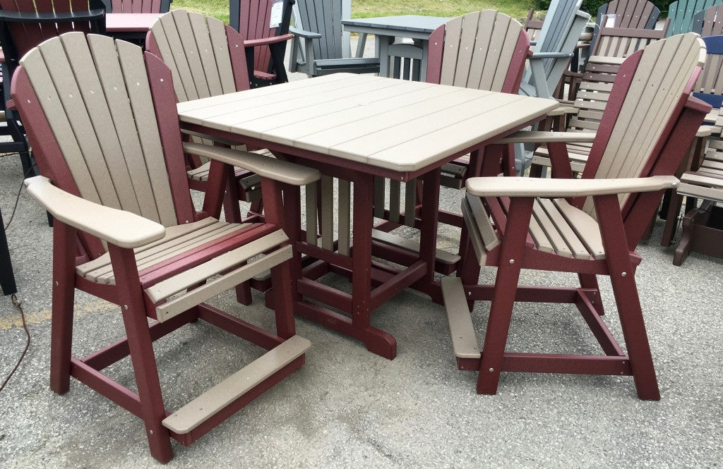 Poly 44″ Square Counter Height Table and Adirondack Chair Set