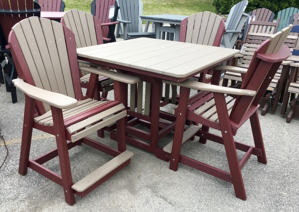 Poly 44″ Square Counter Height Table and Adirondack Chair Set