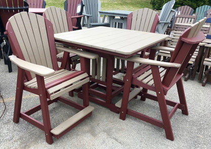 Poly 44″ Square Counter Height Table and Adirondack Chair Set