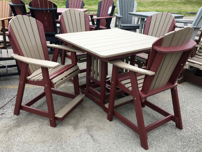 Poly 44″ Square Counter Height Table and Adirondack Chair Set