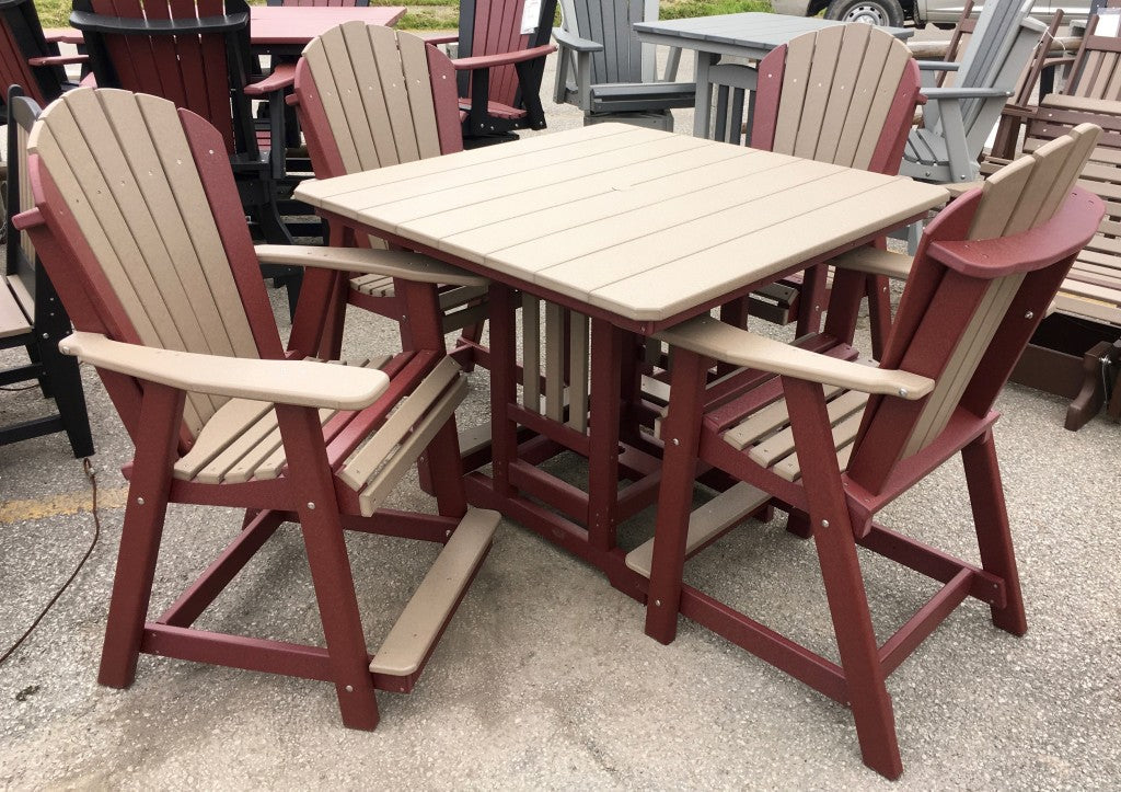 Poly 44″ Square Counter Height Table and Adirondack Chair Set