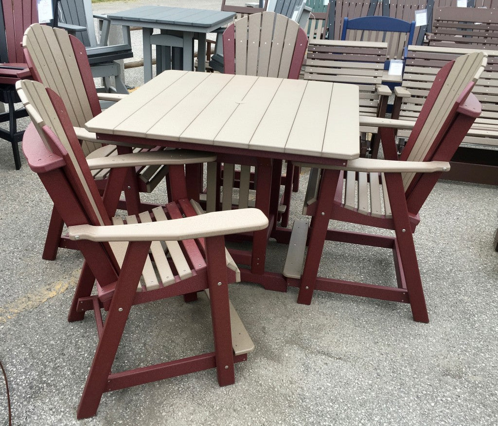 Poly 44″ Square Counter Height Table and Adirondack Chair Set