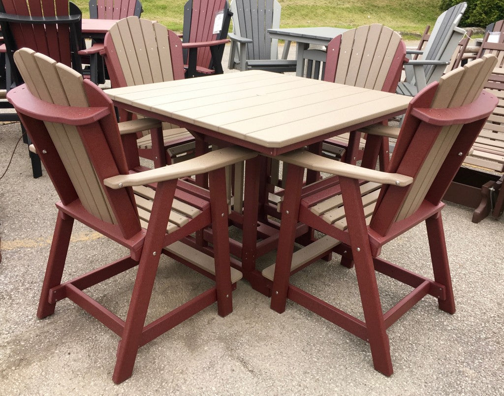 Poly 44″ Square Counter Height Table and Adirondack Chair Set