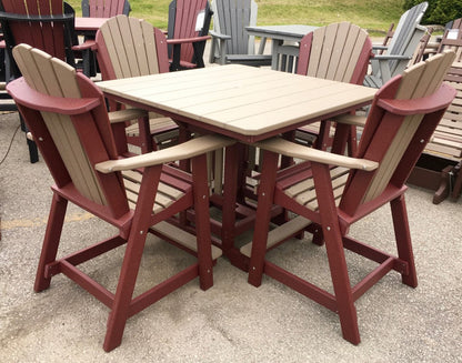 Poly 44″ Square Counter Height Table and Adirondack Chair Set
