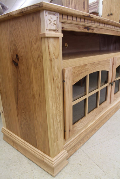Deluxe 56″  TV Stand with Open VCR in Rustic Hickory