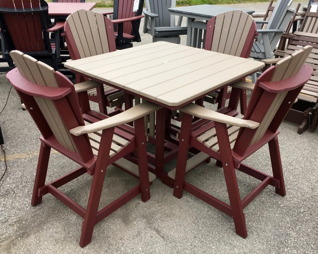 Poly 44″ Square Counter Height Table and Adirondack Chair Set