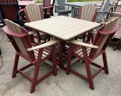 Poly 44″ Square Counter Height Table and Adirondack Chair Set