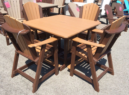 Poly 44″ Square Counter Height Table and Adirondack Chair Set