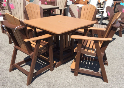 Poly 44″ Square Counter Height Table and Adirondack Chair Set