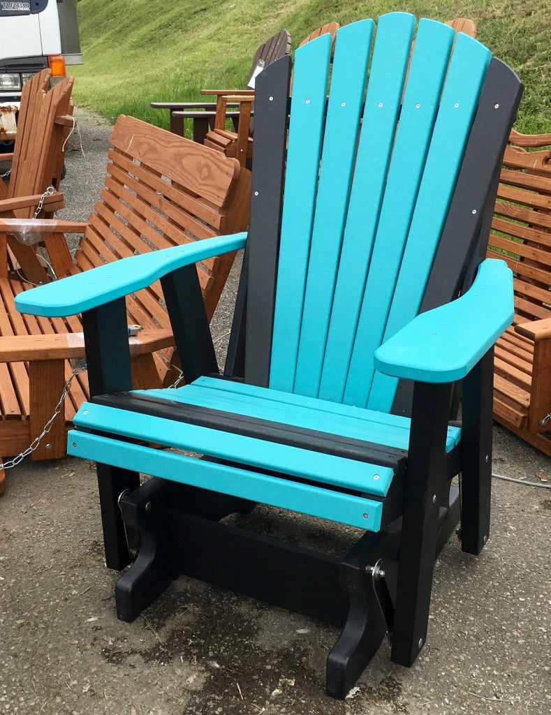 Poly 2′ Adirondack Glider in Aruba Blue on Black