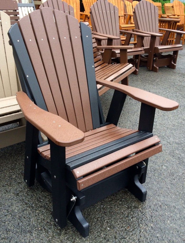 Poly 2′ Adirondack Glider in Tudor Brown on Black