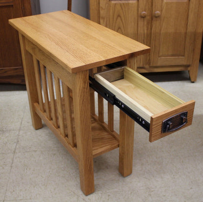 Mission Chair Side Table with Drawer - Custom 12" Wide