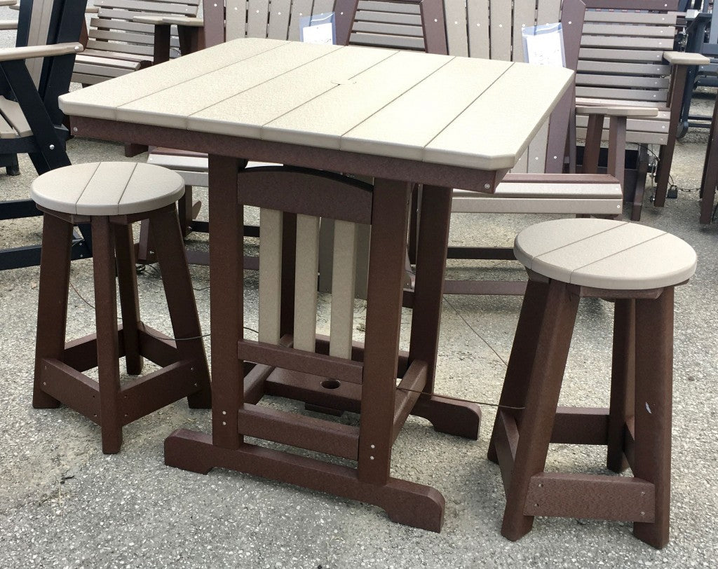 Poly 33″ Square Counter Height Table and Round Bar Stool Set