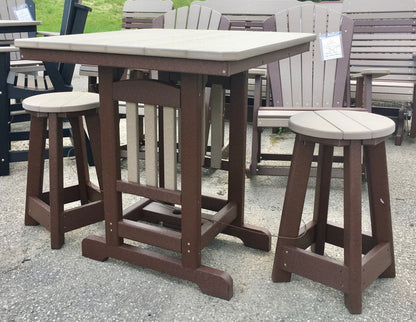 Poly 33″ Square Counter Height Table and Round Bar Stool Set