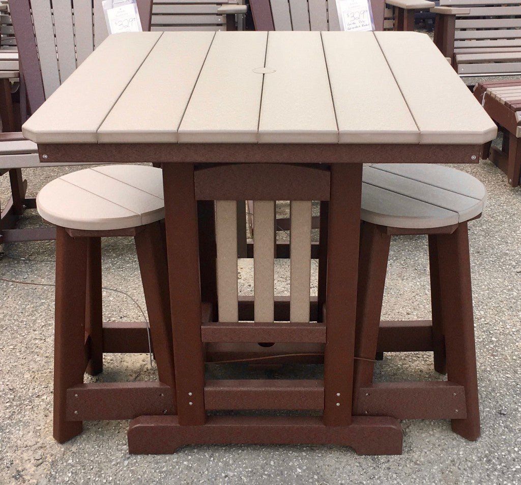 Poly 33″ Square Counter Height Table and Round Bar Stool Set