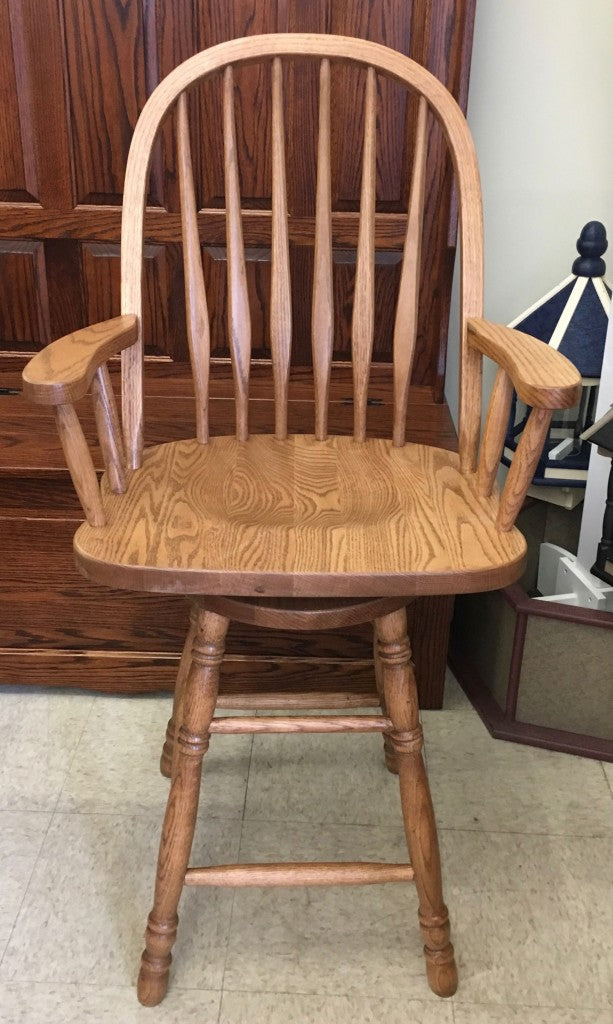 Bent Back Swivel Bar Stool With Arms