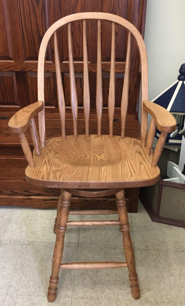 Bent Back Swivel Bar Stool With Arms