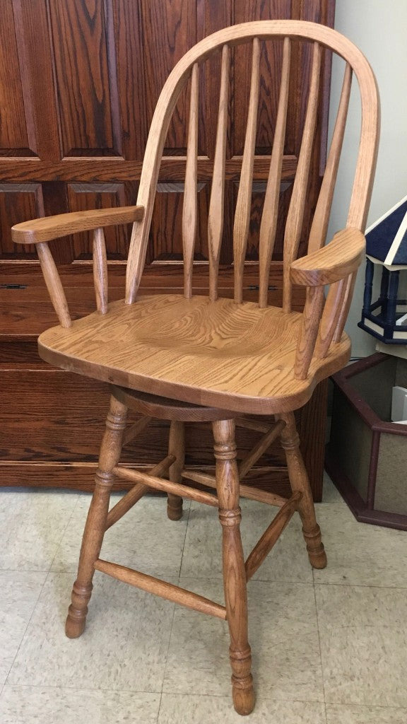 Bent Back Swivel Bar Stool With Arms