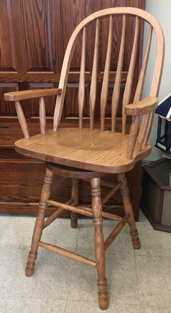Bent Back Swivel Bar Stool With Arms