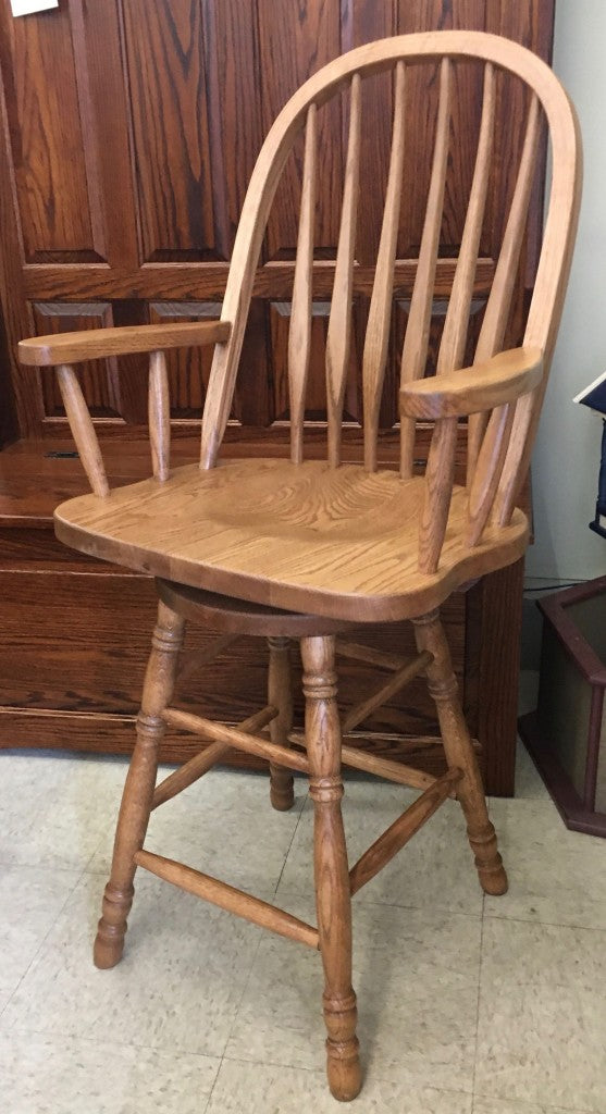 Bent Back Swivel Bar Stool With Arms