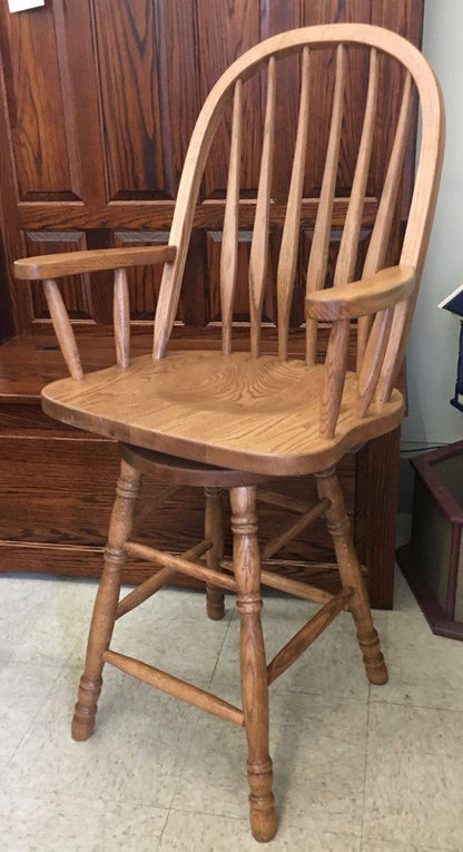 Bent Back Swivel Bar Stool With Arms