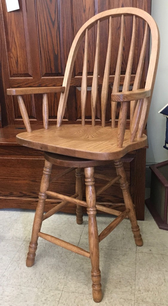 Bent Back Swivel Bar Stool With Arms