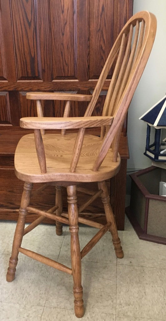 Bent Back Swivel Bar Stool With Arms