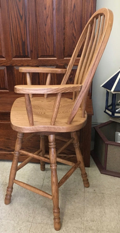 Bent Back Swivel Bar Stool With Arms