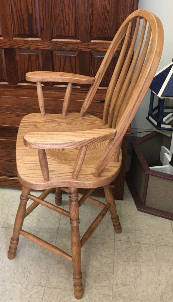 Bent Back Swivel Bar Stool With Arms