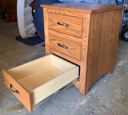 Mission Three Drawer Night Stand with Inset Drawers