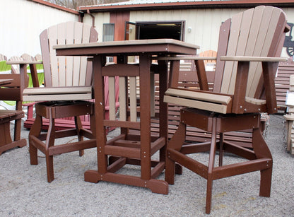 Poly 33″ Square Bar Height Table and Adirondack Swivel Bar Stool Set