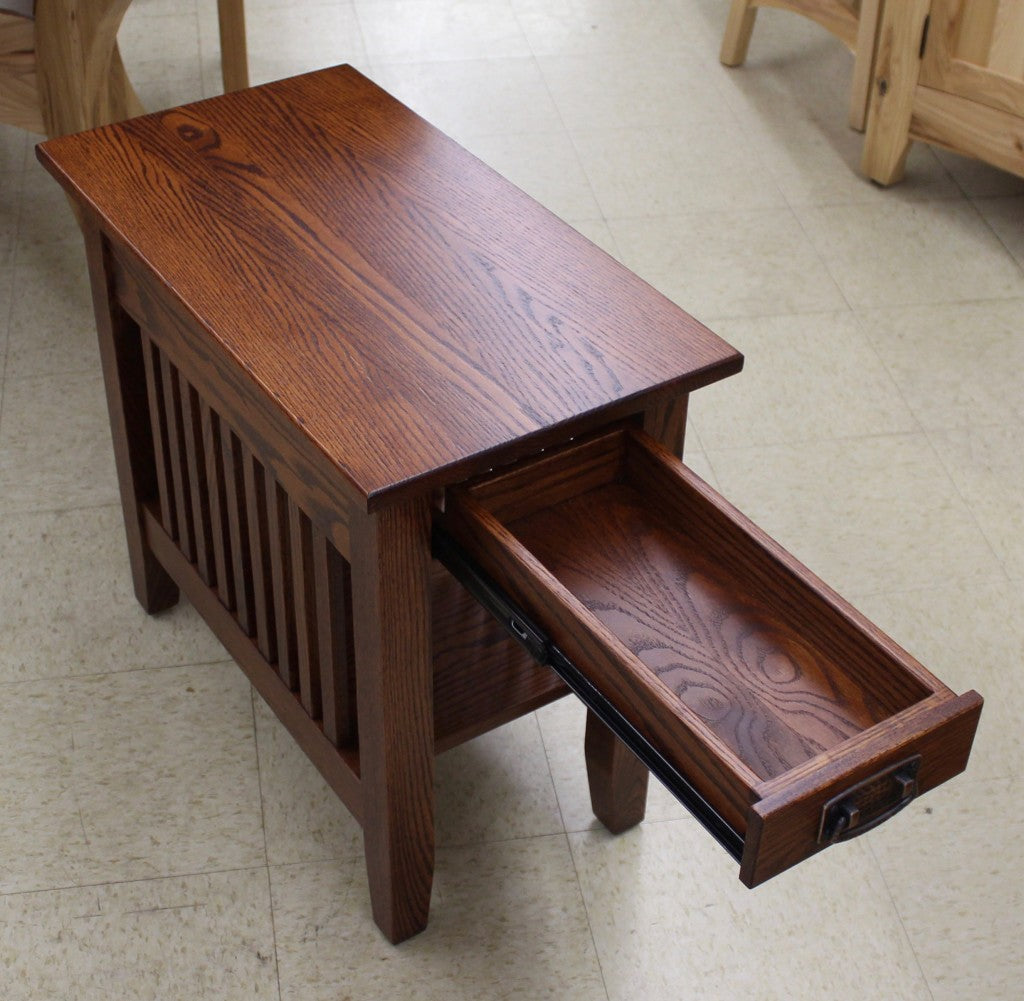Prairie Mission Chair Side Table With Drawer