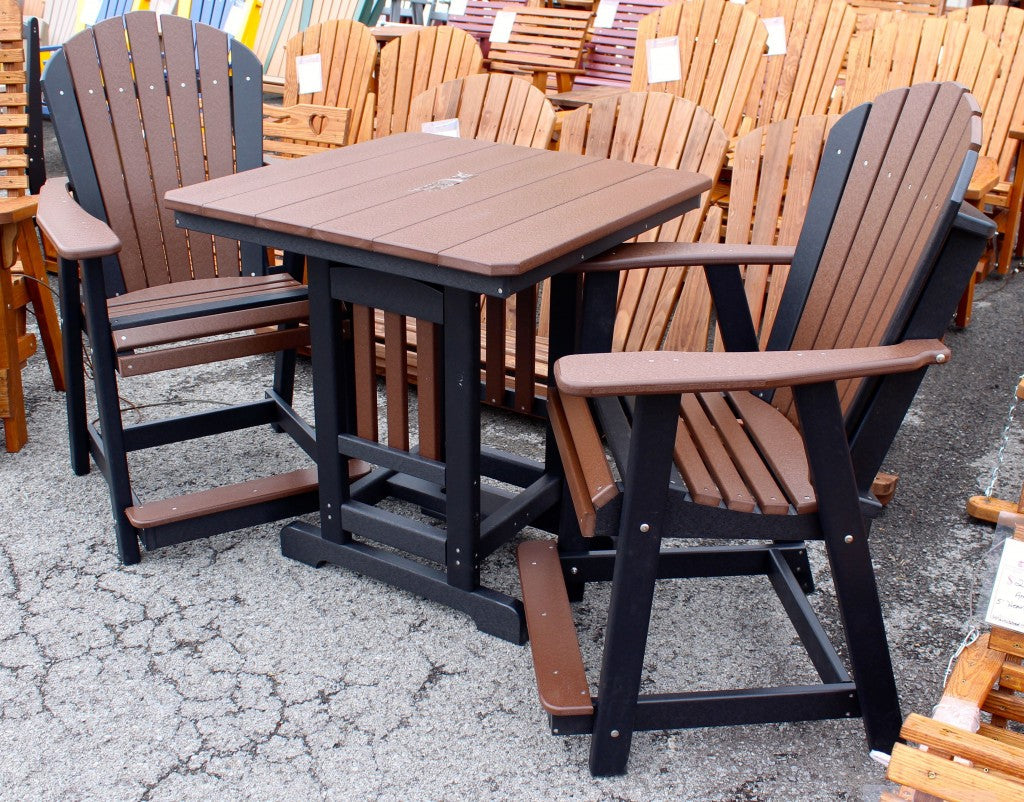 Poly 33″ Square Counter Height Table and Adirondack Stationary Chair Set
