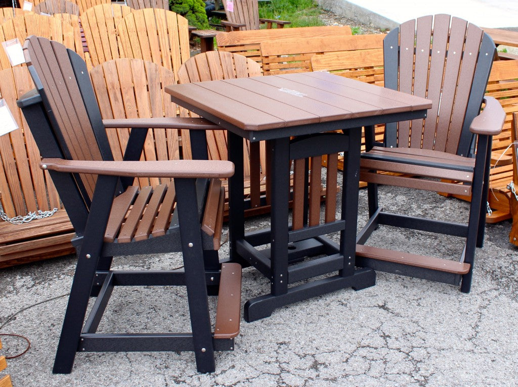 Poly 33″ Square Counter Height Table and Adirondack Stationary Chair Set