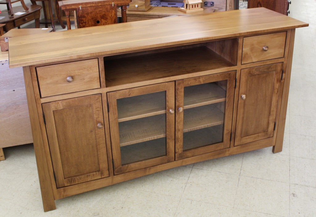 Mission 65″ TV Credenza in Brown Maple Wood