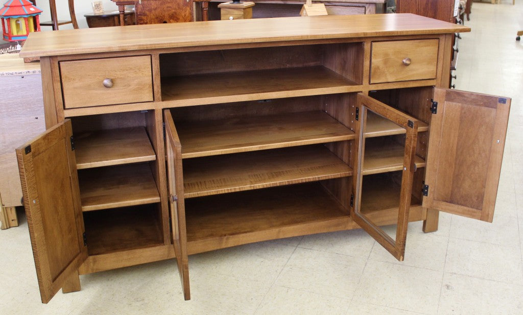 Mission 65″ TV Credenza in Brown Maple Wood