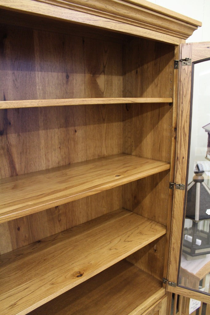 Pantry with Glass Doors in Rustic Hickory Wood