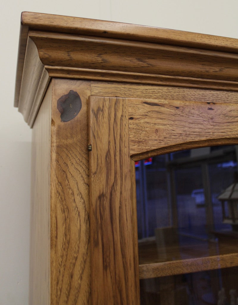 Pantry with Glass Doors in Rustic Hickory Wood