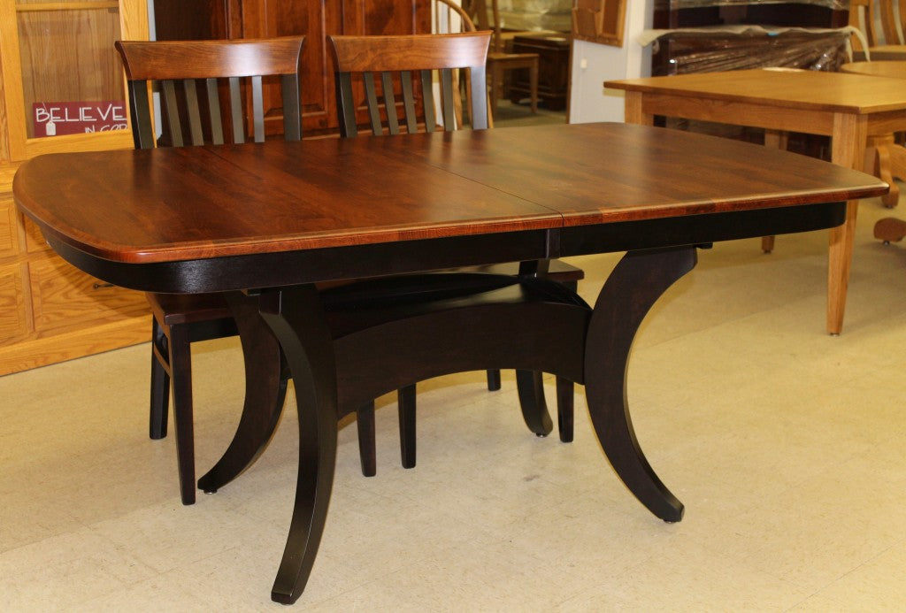 Galveston Double Pedestal Table in Rustic Cherry and Two Tone Finish